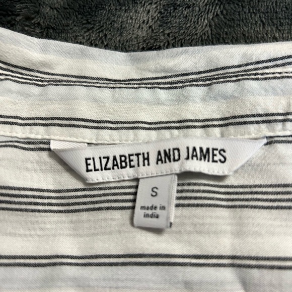 Elizabeth & James Wide Cuff Striped Button Down White Gray Striped Shirt Large - Picture 3 of 15